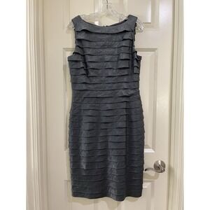 adrianna papell women grey metalic dress size 10